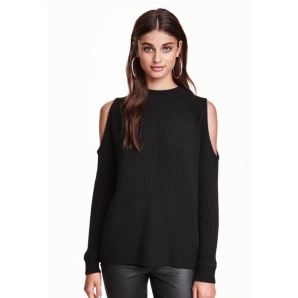 H&M Divided Grey Ribbed Cold Shoulder Sweater - Picture 5 of 5